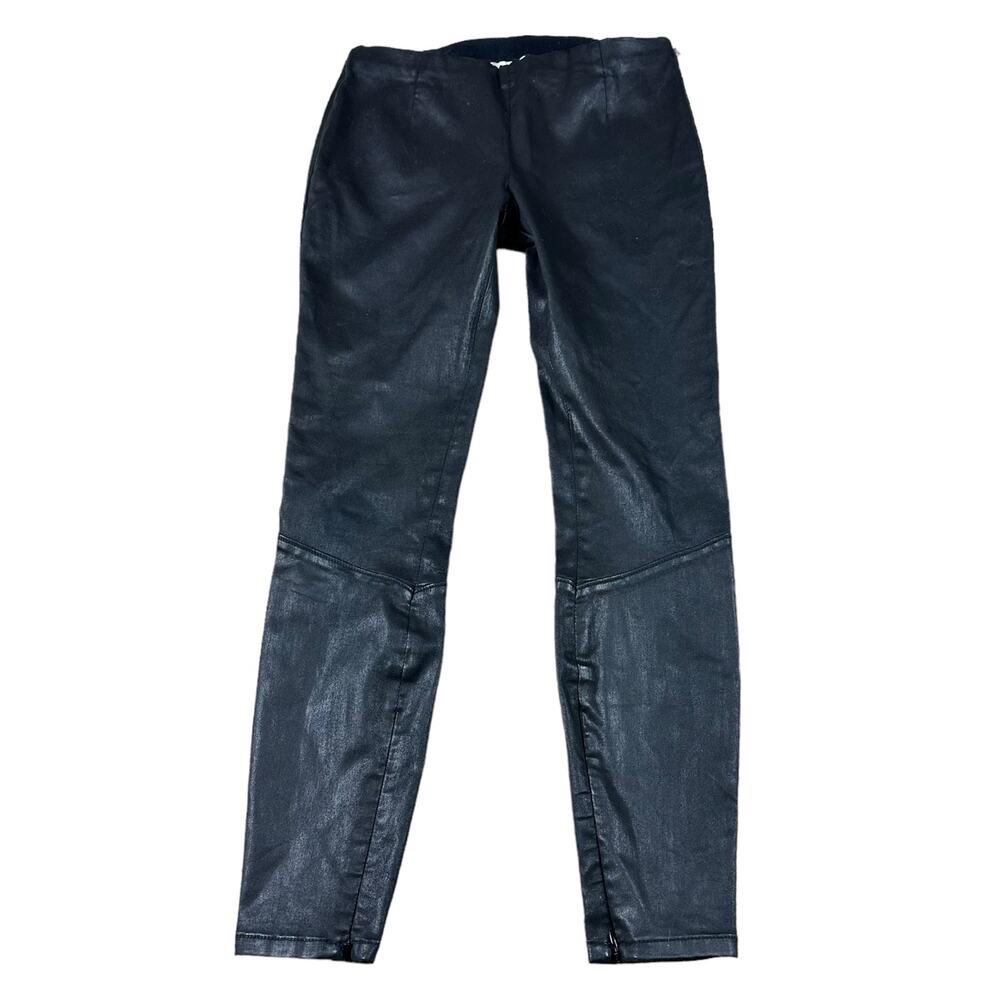 PAM & GELA Black Coated Skinny Jeans Ankle Zip Women's Size Small